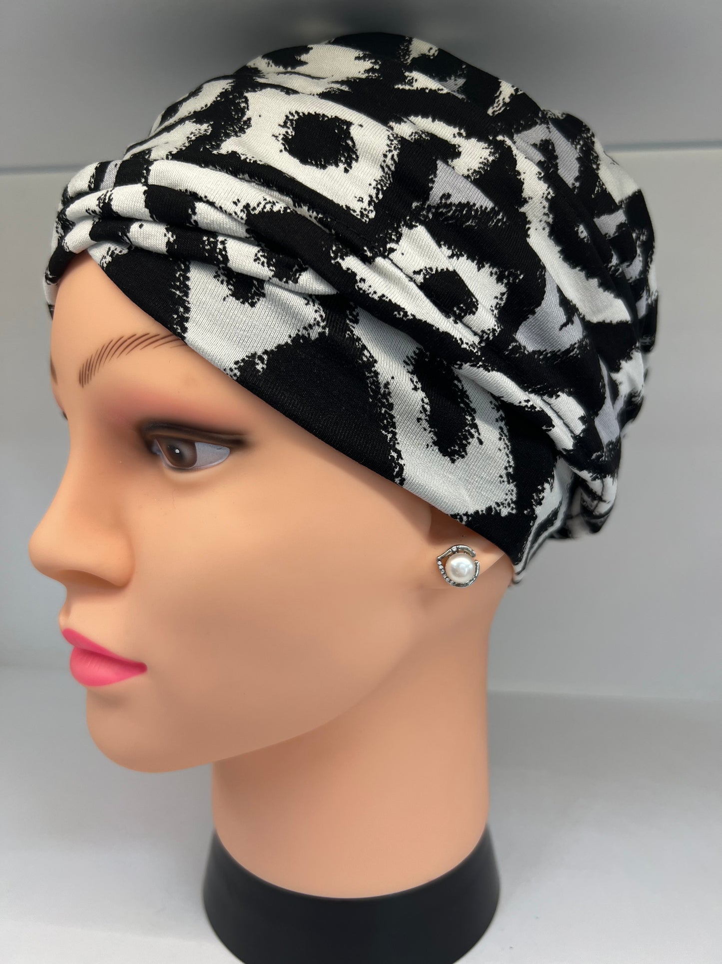 Turbante Emirates – Avvolgente Viscosa Bianco Nera