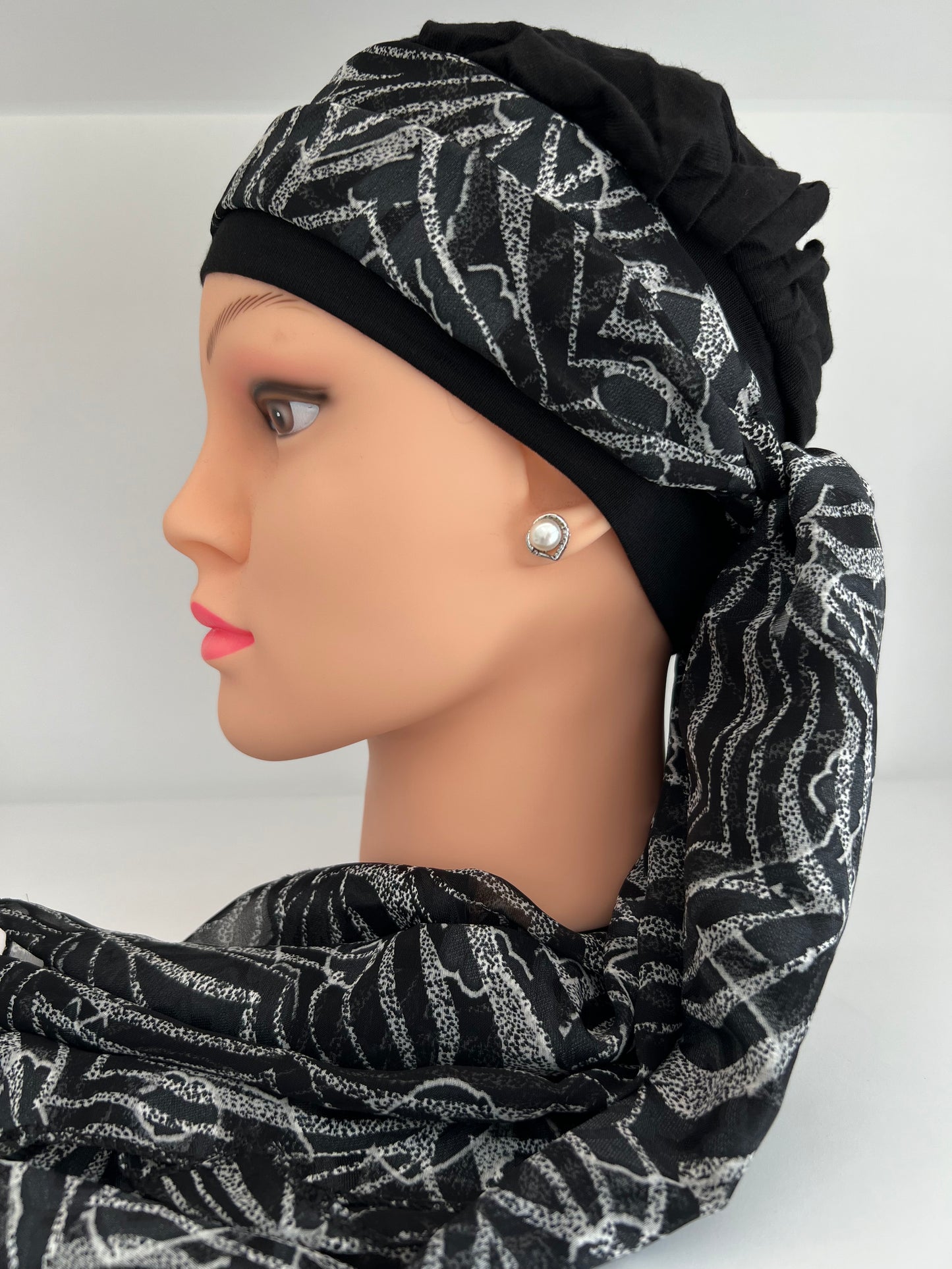 Turbante Alyssia – Avvolgente Viscosa Nero Grigio